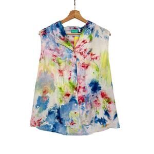 Chloe Cox Upcycled / Handmade Tie Dye Sleeveless Linen Tank - Size Medium, NWT